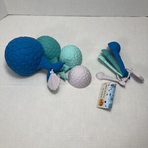 Silicone Measuring Cups Spoons Mermaid Fish Tails Cracker Barrel Ocean Blue Teal